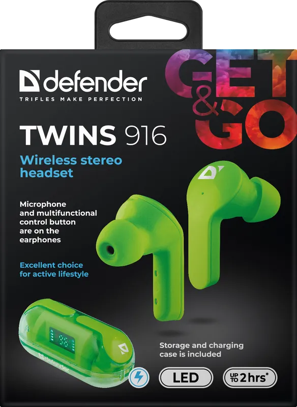 Defender - Bezprzewodowy zestaw słuchawkowy stereo Twins 916