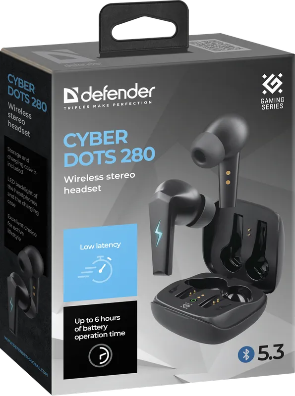 Defender - Bezprzewodowy zestaw słuchawkowy stereo CyberDots 280