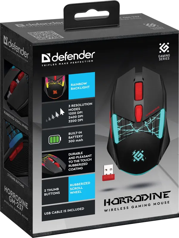 Defender - Bezprzewodowa mysz do gier Horrodine GM-237