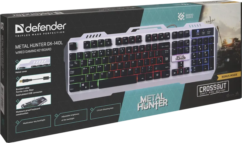 Defender - Przewodowa klawiatura do gier Metal Hunter GK-140L