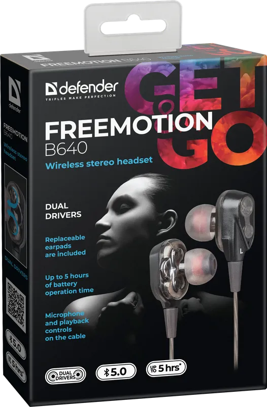 Defender - Bezprzewodowy zestaw słuchawkowy stereo FreeMotion B640