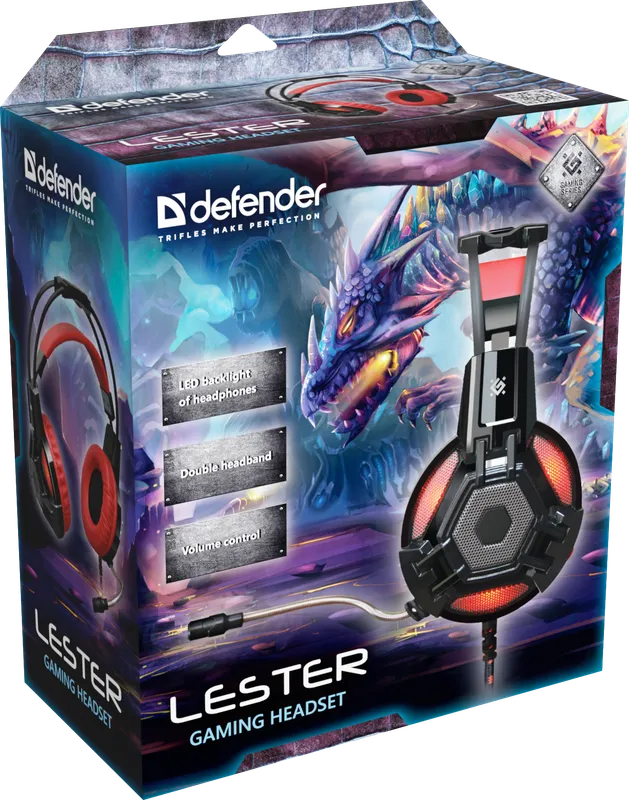 Defender - Zestaw słuchawkowy do gier Lester