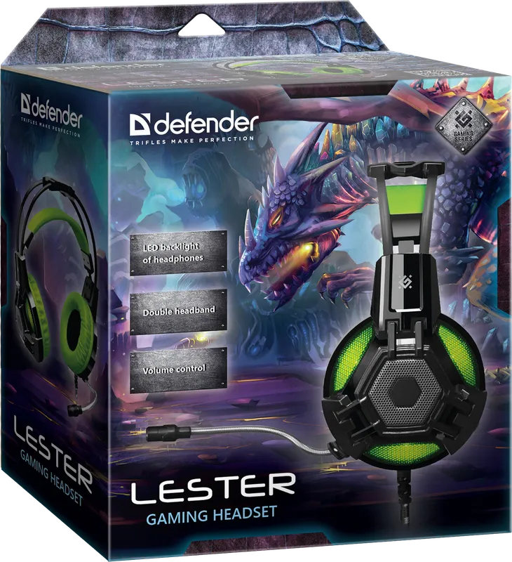 Defender - Zestaw słuchawkowy do gier Lester