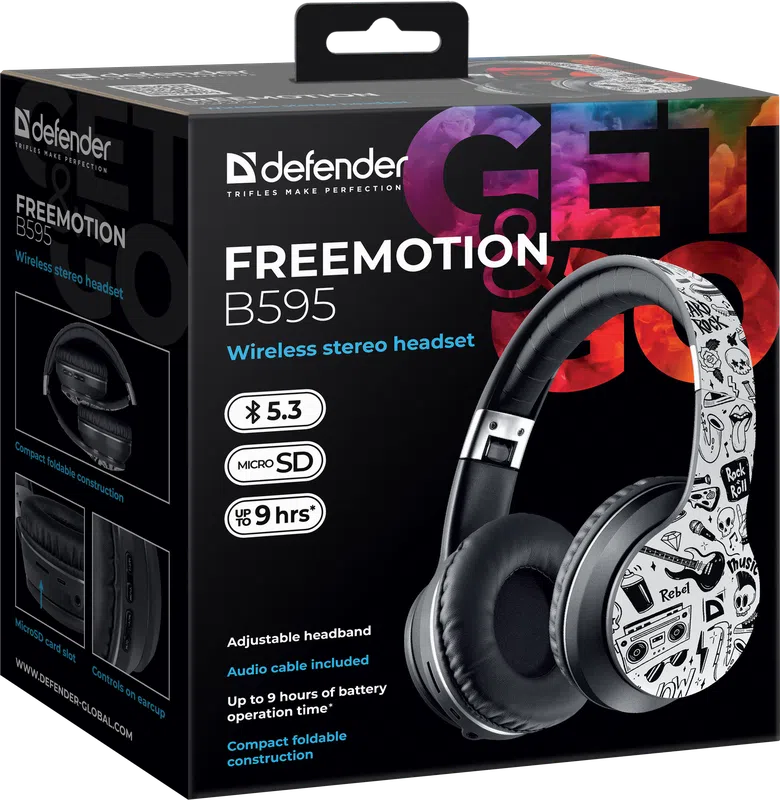 Defender - Bezprzewodowy zestaw słuchawkowy stereo FreeMotion B595