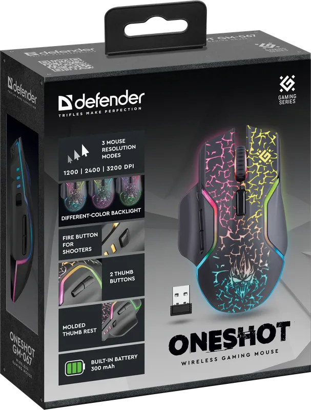 Defender - Bezprzewodowa mysz do gier Oneshot GM-067