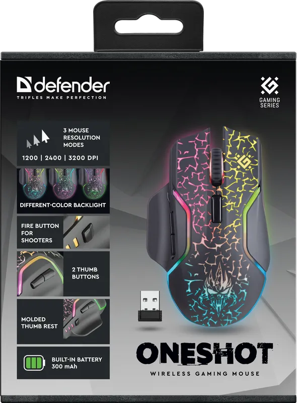 Defender - Bezprzewodowa mysz do gier Oneshot GM-067