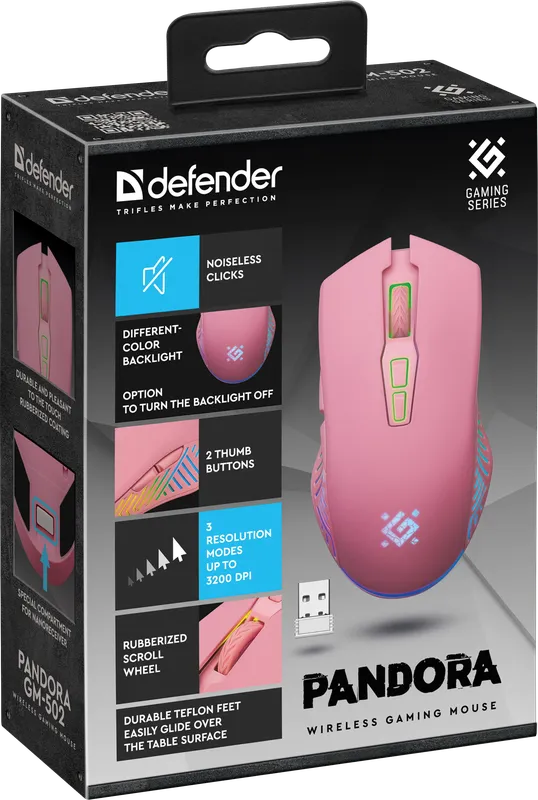 Defender - Bezprzewodowa mysz do gier Pandora GM-502