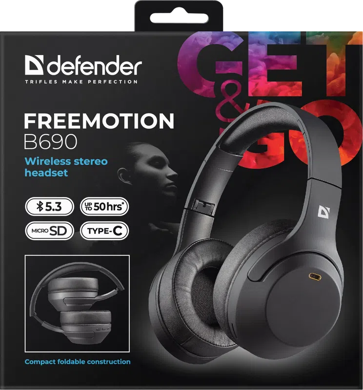 Defender - Bezprzewodowy zestaw słuchawkowy stereo FreeMotion B690