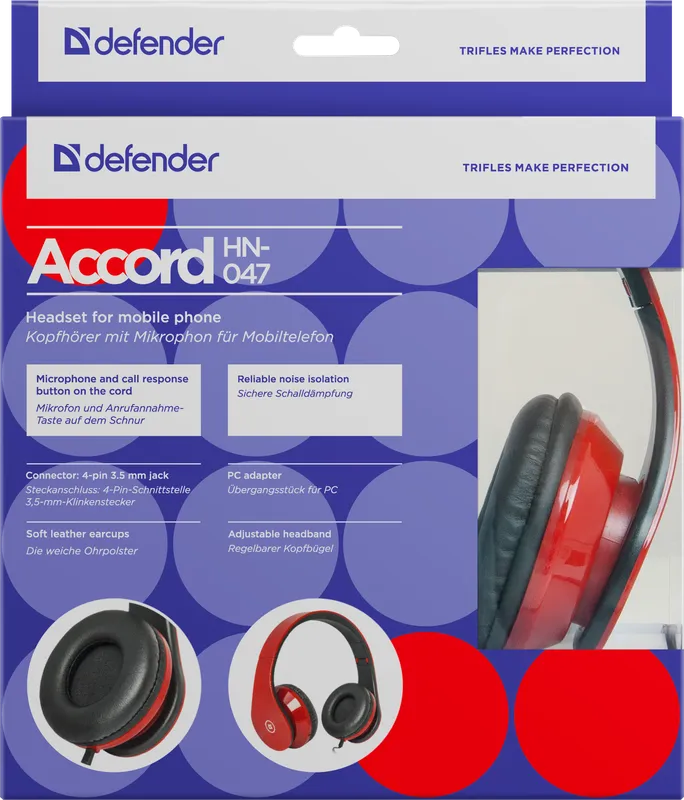 Defender - Zestaw słuchawkowy do urządzeń mobilnych Accord HN-047