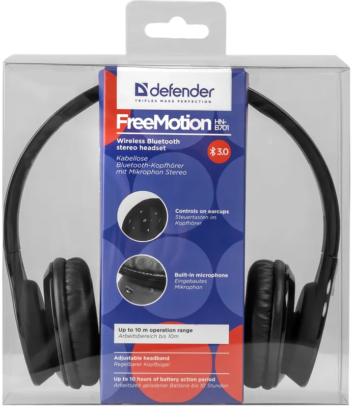 Defender - Bezprzewodowy zestaw słuchawkowy stereo FreeMotion HN-B701