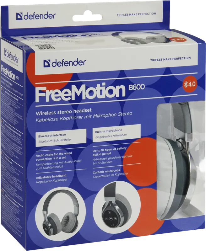 Defender - Bezprzewodowy zestaw słuchawkowy stereo FreeMotion B600