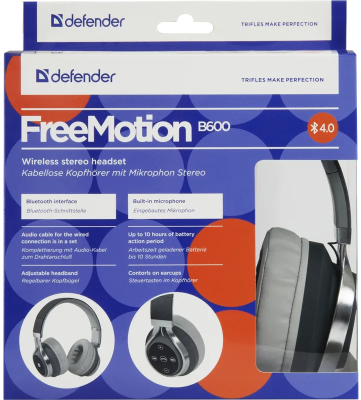 Defender - Bezprzewodowy zestaw słuchawkowy stereo FreeMotion B600