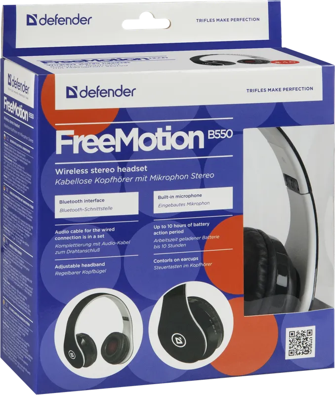 Defender - Bezprzewodowy zestaw słuchawkowy stereo FreeMotion B550