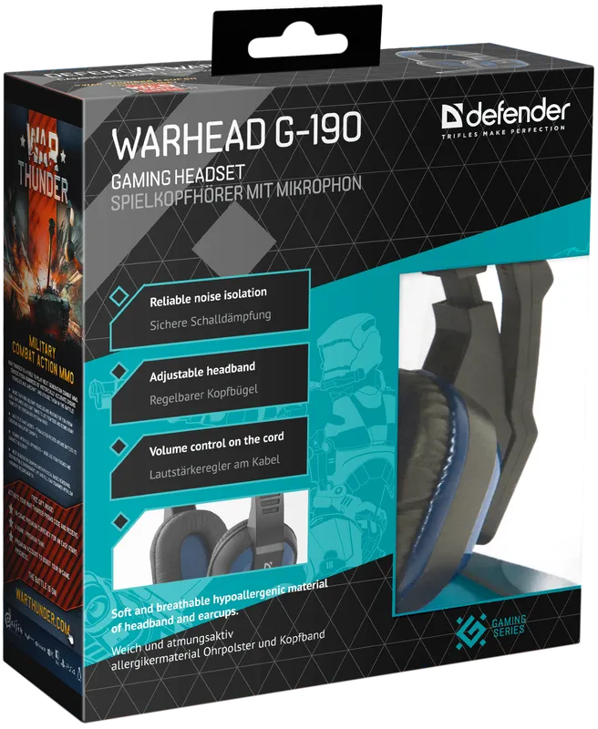 Defender - Zestaw słuchawkowy do gier Warhead G-190