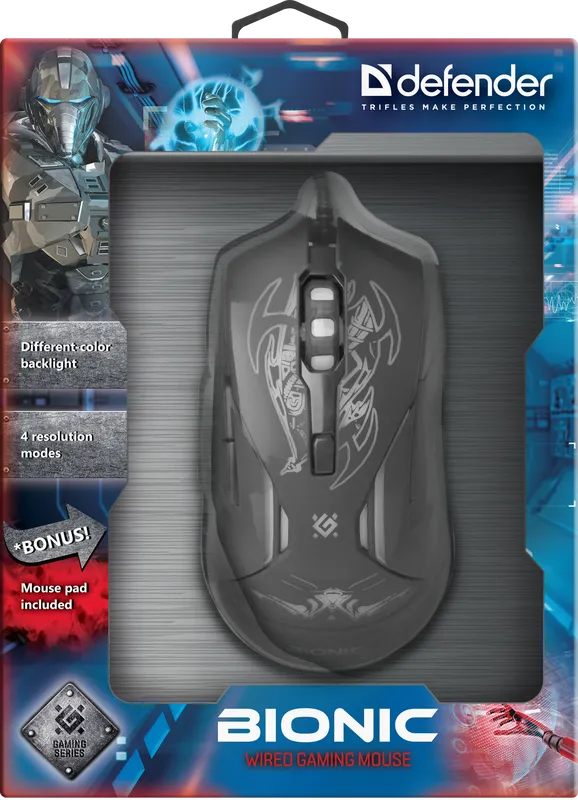 Defender - Przewodowa mysz do gier Bionic GM-250L
