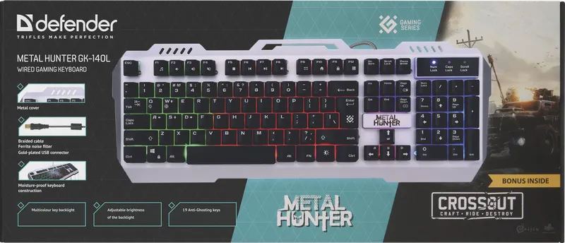 Defender - Przewodowa klawiatura do gier Metal Hunter GK-140L