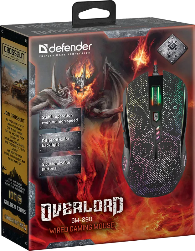 Defender - Przewodowa mysz do gier OverLord GM-890