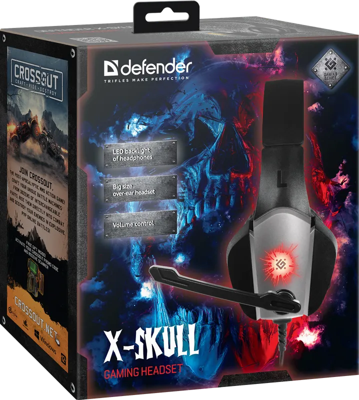 Defender - Zestaw słuchawkowy do gier X-Skull