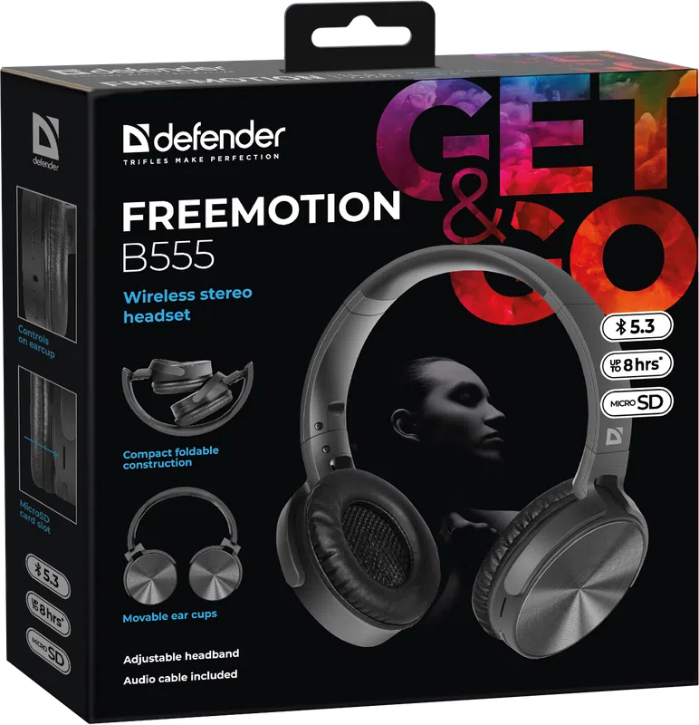 Defender - Bezprzewodowy zestaw słuchawkowy stereo FreeMotion B555