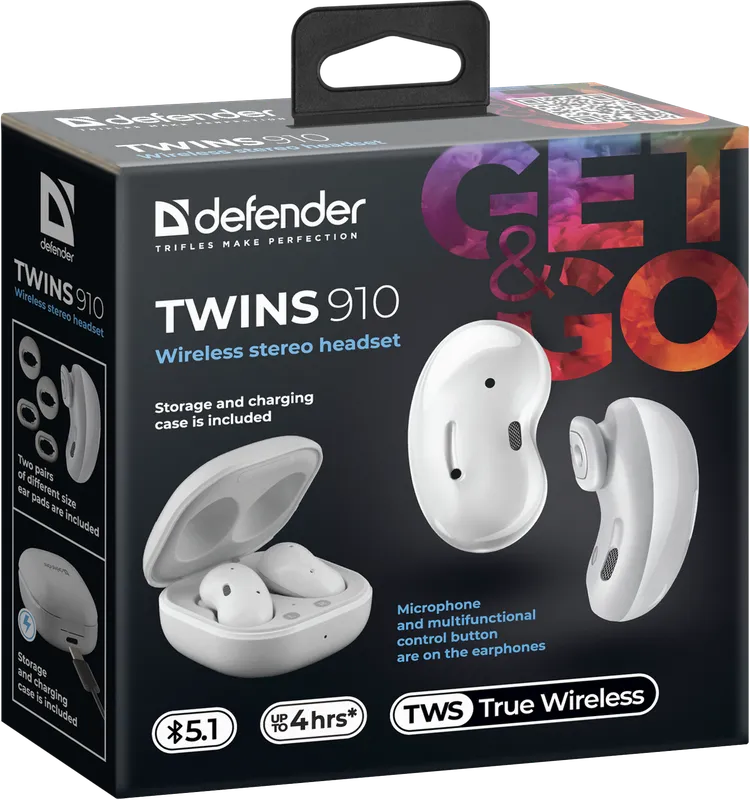 Defender - Bezprzewodowy zestaw słuchawkowy stereo Twins 910