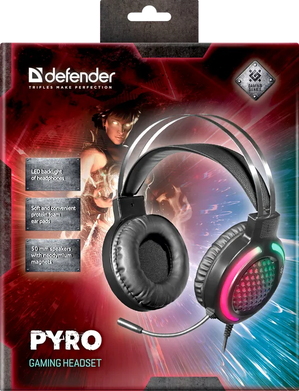 Defender - Zestaw słuchawkowy do gier Pyro