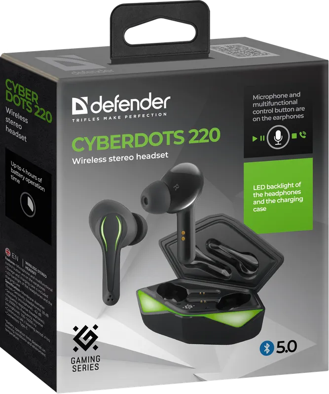 Defender - Bezprzewodowy zestaw słuchawkowy stereo CyberDots 220