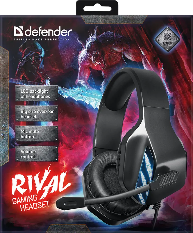 Defender - Zestaw słuchawkowy do gier Rival