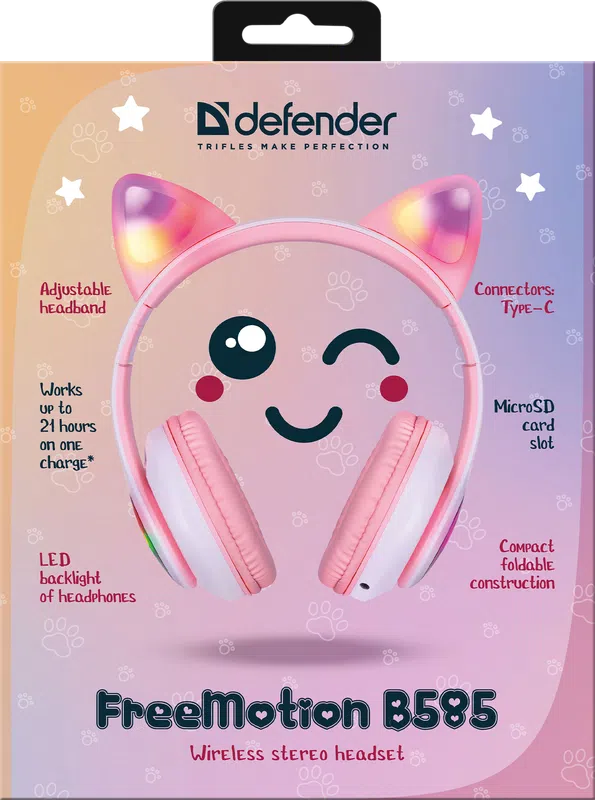 Defender - Bezprzewodowy zestaw słuchawkowy stereo FreeMotion B585