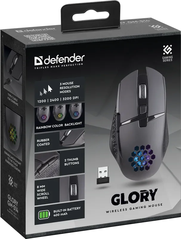 Defender - Bezprzewodowa mysz do gier Glory GM-514