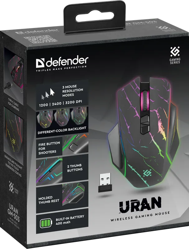 Defender - Bezprzewodowa mysz do gier Uran GM-503