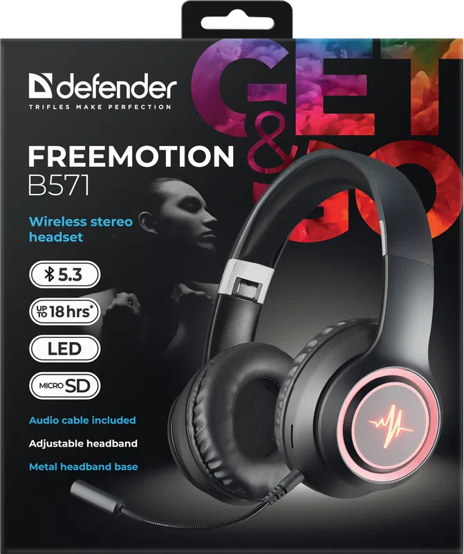 Defender - Bezprzewodowy zestaw słuchawkowy stereo FreeMotion B571