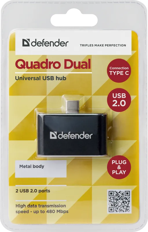 Defender - Uniwersalny koncentrator USB Quadro Dual