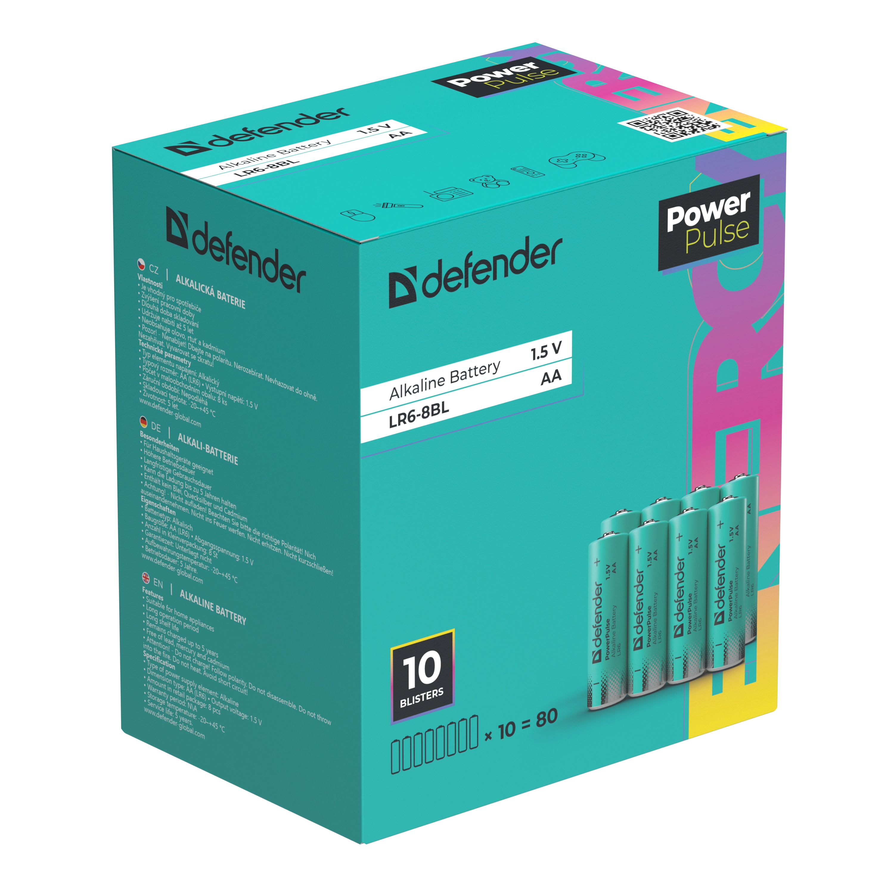 Defender - Bateria alkaliczna LR6-8BL