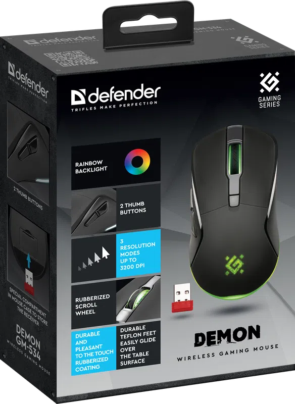 Defender - Bezprzewodowa mysz do gier Demon GM-534