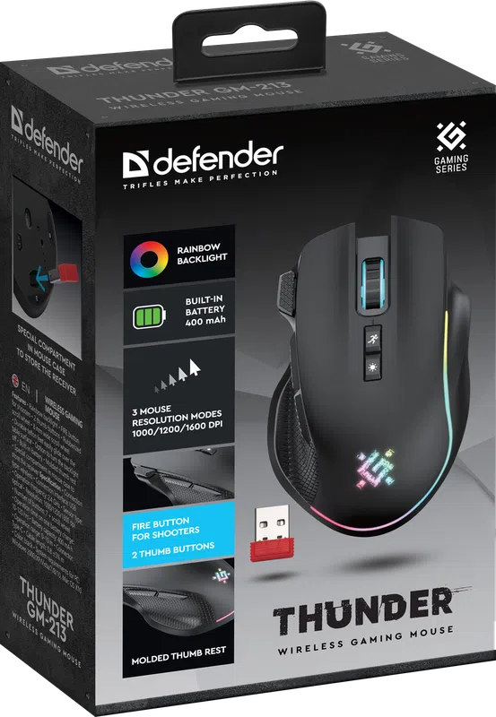 Defender - Bezprzewodowa mysz do gier Thunder GM-213