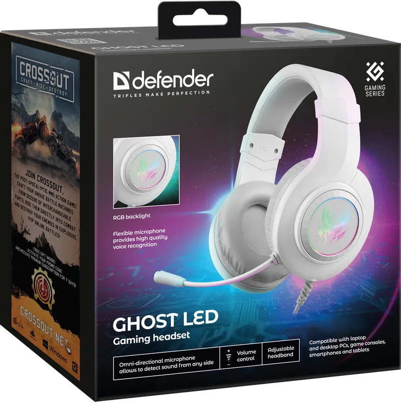 Defender - Zestaw słuchawkowy dla graczy  Ghost LED