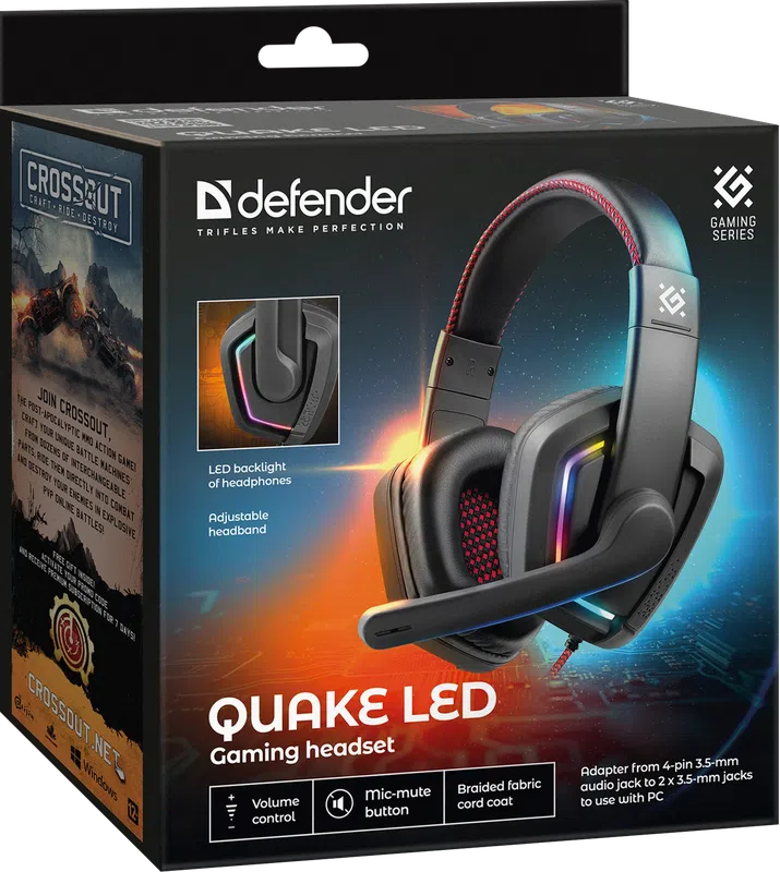 Defender - Zestaw słuchawkowy dla graczy  Quake LED