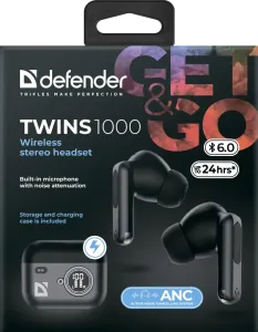 Defender - Bezprzewodowy zestaw słuchawkowy Twins 1000