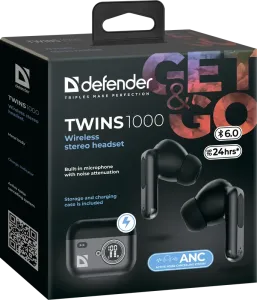 Defender - Bezprzewodowy zestaw słuchawkowy Twins 1000