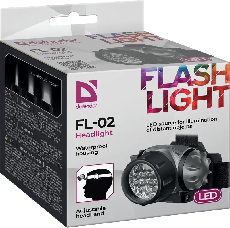 Defender - Lampa czołowa FL-02, LED, 3 modes